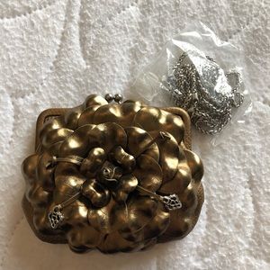BRIGHTON Gold Flower Pouch Purse